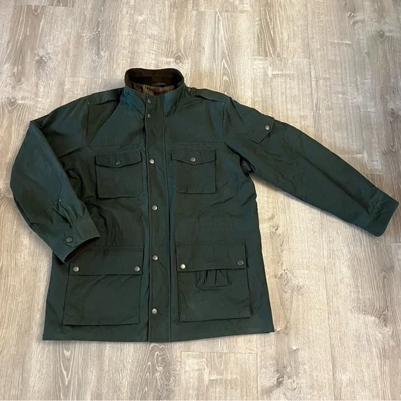 Eddie Bauer Waxed Cotton The Eddie Field Barn Coat Jacket in Army Green Men's XL - Picture 3 of 16